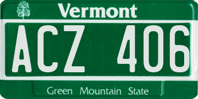 VT license plate ACZ406