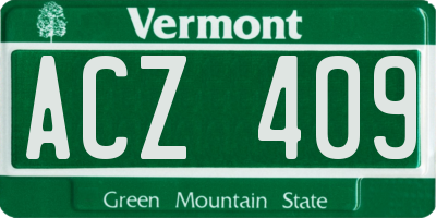 VT license plate ACZ409