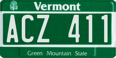 VT license plate ACZ411