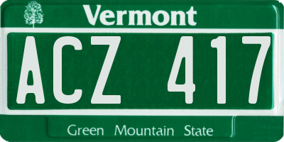 VT license plate ACZ417