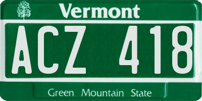 VT license plate ACZ418