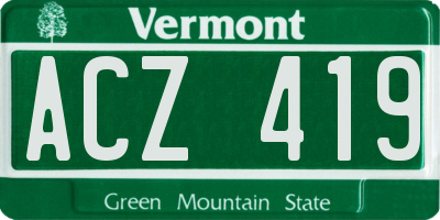 VT license plate ACZ419