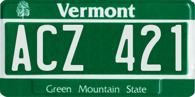 VT license plate ACZ421