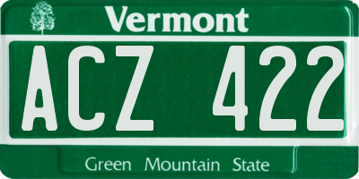 VT license plate ACZ422