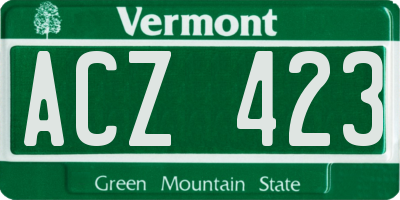 VT license plate ACZ423