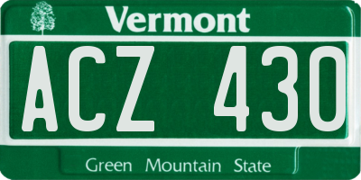 VT license plate ACZ430