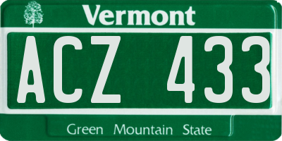 VT license plate ACZ433