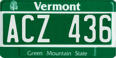 VT license plate ACZ436