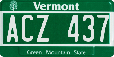 VT license plate ACZ437