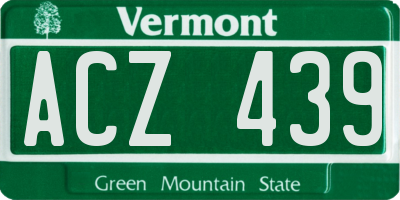 VT license plate ACZ439
