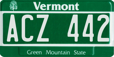VT license plate ACZ442