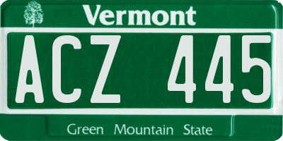 VT license plate ACZ445