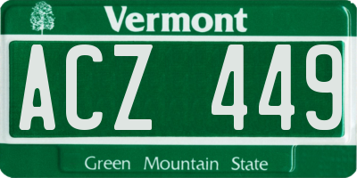 VT license plate ACZ449