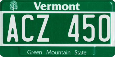 VT license plate ACZ450