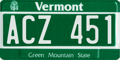VT license plate ACZ451