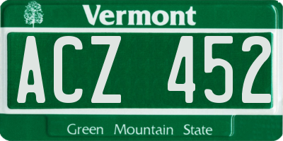 VT license plate ACZ452