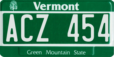 VT license plate ACZ454