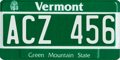 VT license plate ACZ456