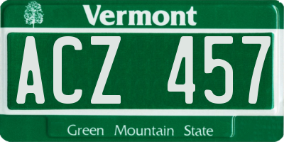 VT license plate ACZ457