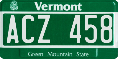 VT license plate ACZ458