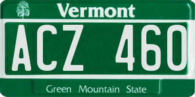 VT license plate ACZ460