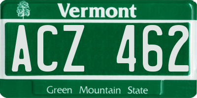 VT license plate ACZ462