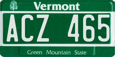 VT license plate ACZ465