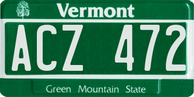 VT license plate ACZ472