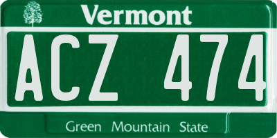 VT license plate ACZ474