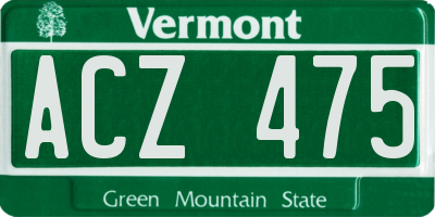 VT license plate ACZ475