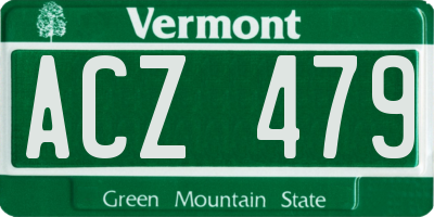 VT license plate ACZ479