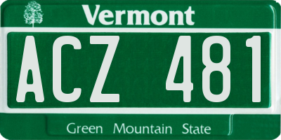 VT license plate ACZ481