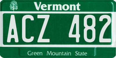 VT license plate ACZ482
