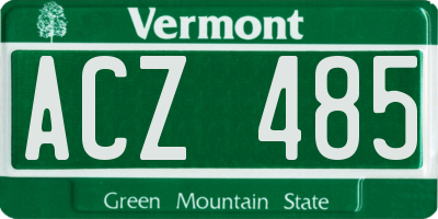 VT license plate ACZ485