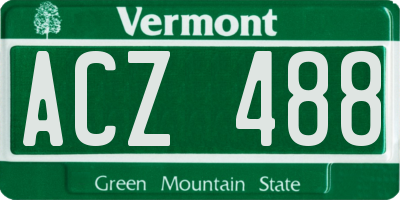 VT license plate ACZ488