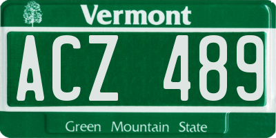 VT license plate ACZ489