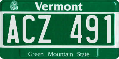 VT license plate ACZ491