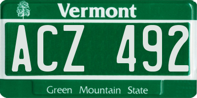 VT license plate ACZ492