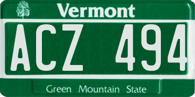 VT license plate ACZ494