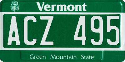 VT license plate ACZ495