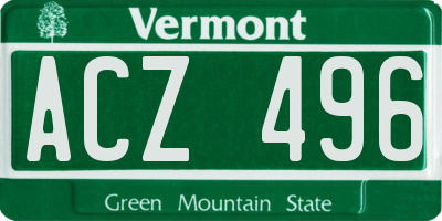 VT license plate ACZ496