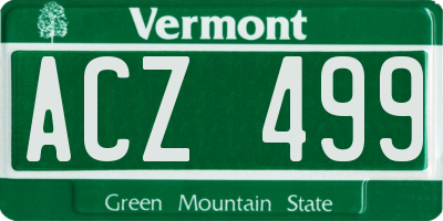 VT license plate ACZ499