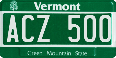 VT license plate ACZ500
