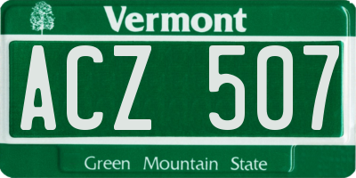 VT license plate ACZ507