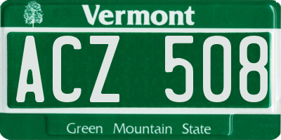 VT license plate ACZ508