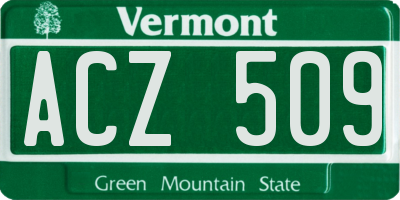 VT license plate ACZ509