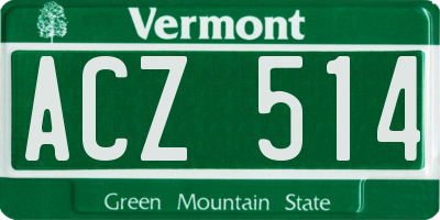 VT license plate ACZ514