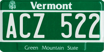 VT license plate ACZ522