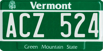VT license plate ACZ524