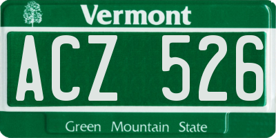 VT license plate ACZ526